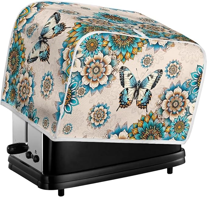 Boho Mandala Printed Toaster Cover for Anti-Dust & Fingerprint, Butterfly Printed Kitchen Small Appliance, Microwave Toaster Oven Cover Decor Accessories for Kitchen