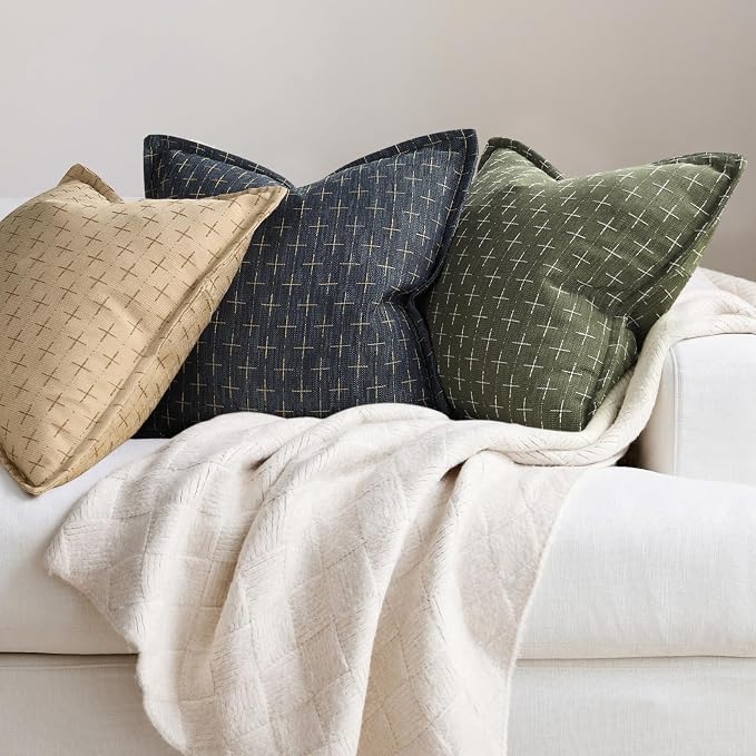 ZWJD Pillow Covers 24x24 Set of 2 Soft Polyester Textured Pillow Covers - Image 4
