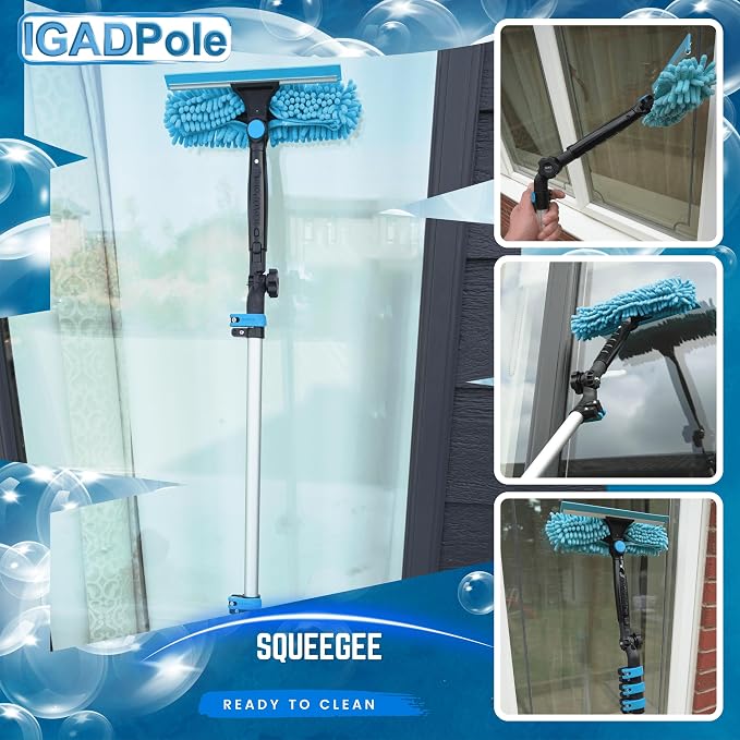 23ft IGADPole Washing Kit: Water-fed Brush, Cobweb Duster and 10” Squeegee and - Image 9