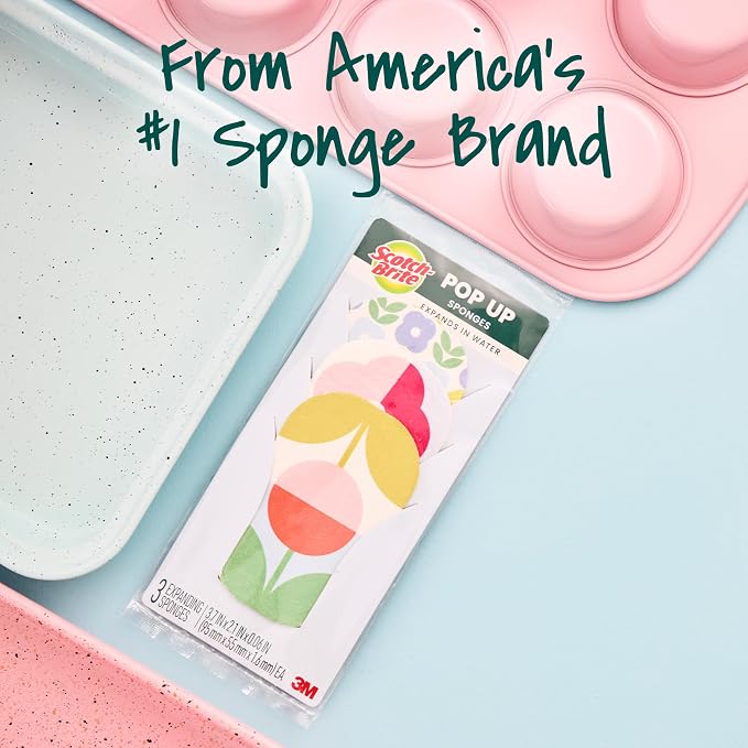 Scotch-Brite Brite Blooms Pop Up Kitchen Sponges, Unique Compressed Kitchen - Image 11