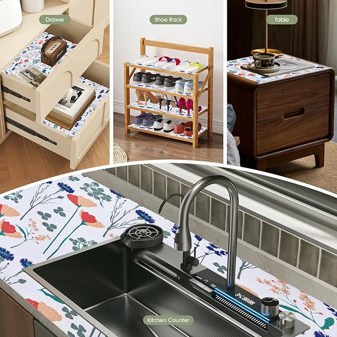 Drawer and Shelf Liner for Kitchen Cabinets, Non Adhesive, Non Slip Drawer - Image 7