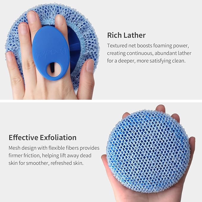 Silicone Body Scrubber & Scrub Nets, BEAUTAIL 4 Pack – Rich Foam and Exfoliation - Image 4