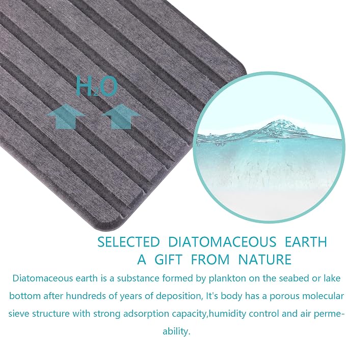 2 PCS Water Absorbent diatomite Coasters, 12.2" x 4" Water Absorbing Stone Tray - Image 3