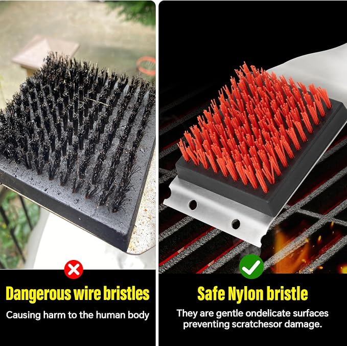Nylon Grill Brush, Dual Grip Design, - Image 7