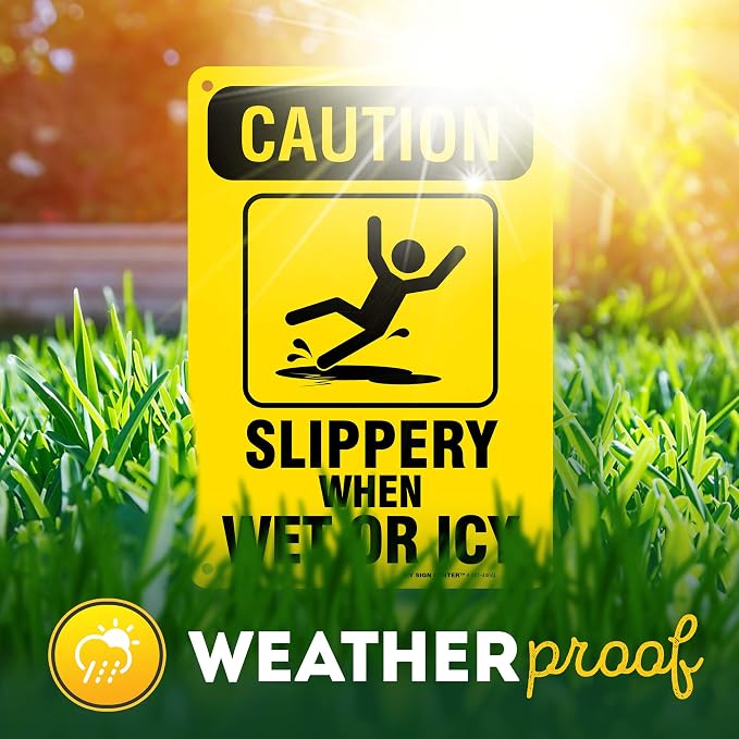 Caution Slippery When Wet Sign or ICY Sign, Fade Resistance, Indoor/Outdoor Use - Image 7