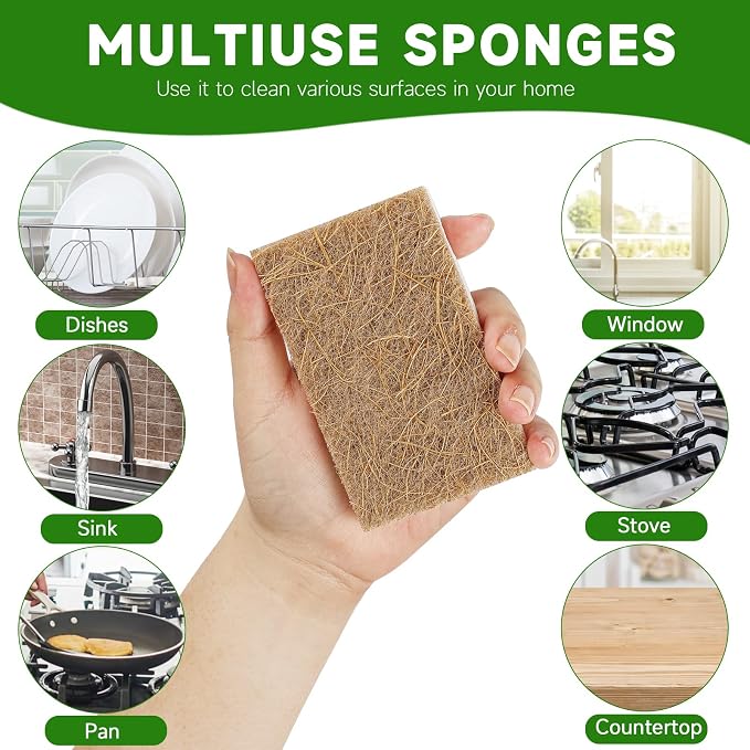 10 Pack Biodegradable Natural Sponges Kitchen - Image 5