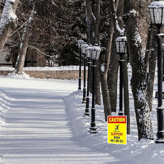 Caution Slippery When Wet or ICY Sign, Double Sided 9x12 Inches, Corrugated - Image 3
