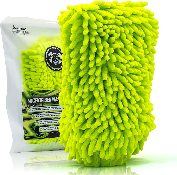 Microfiber Car Wash Mitt | Ultra-Soft Chenille | Car Wash Detailing | Dual by NRSIndustries