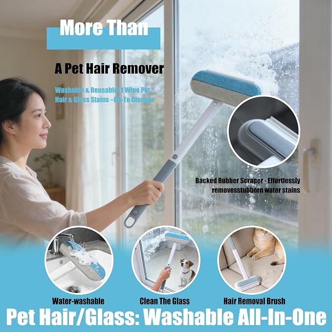 Magic pet Hair Remover Set for Dogs & Cats, Includes 4-in-1 Extended Handle - Image 6