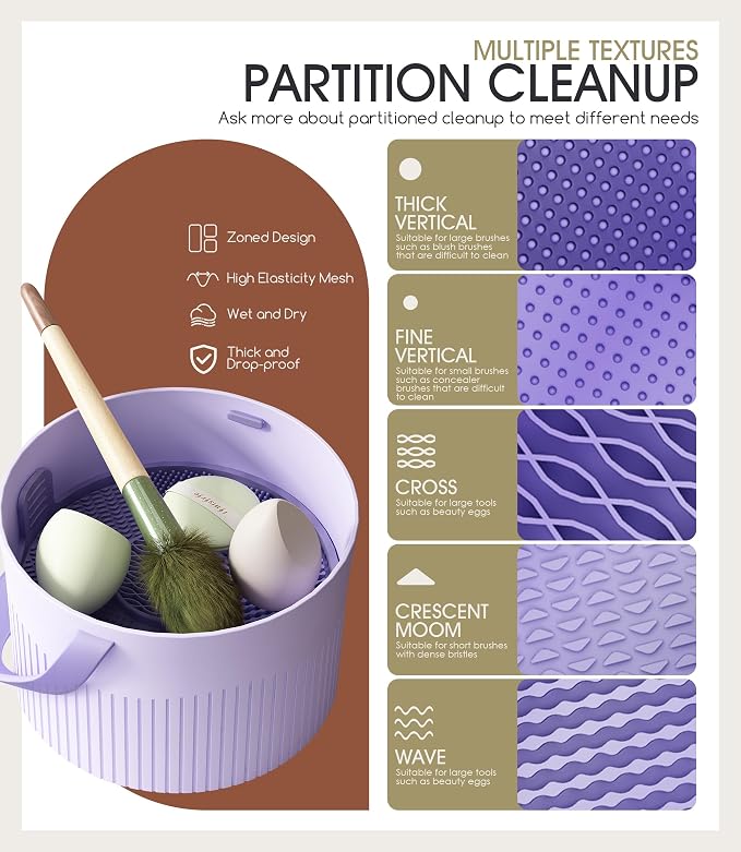 Makeup Brush Cleaner Bowl Rack 3 in 1, Silicone Cleaning Tool - Image 4