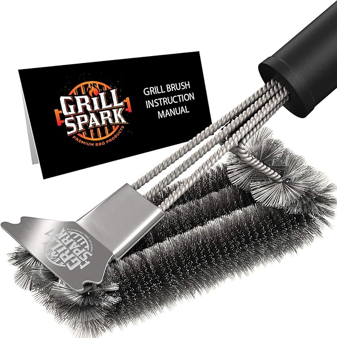 BBQ Grill Brush and Scraper 18" | Stainless Steel Cleaning Brush Accessories | by GRILL+SPARK