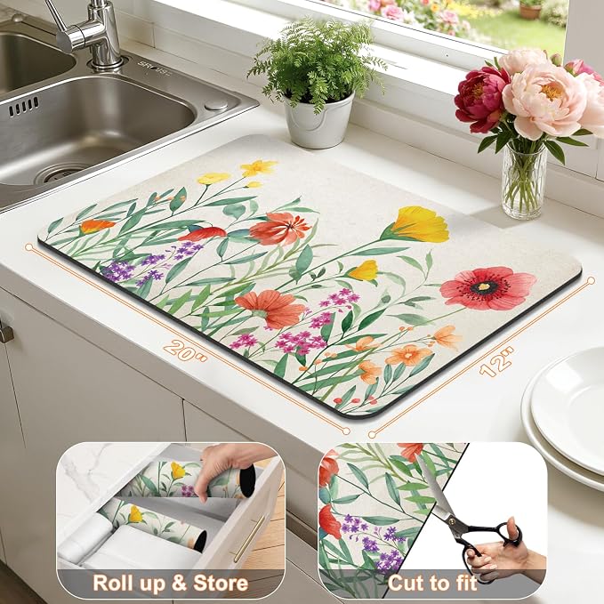 LOKHOM Dish Drying Mat for Kitchen Counter, Dish Drainer Rack Mat for Kitchen - Image 2