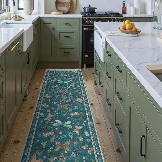 2x6 Floral Runner Rug, Washable Runners - Image 2