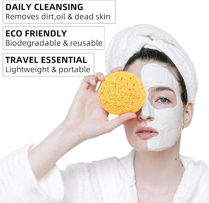 120-Count Compressed Facial Sponges|Kickleen 100% Natural Cellulose Cosmetic - Image 4