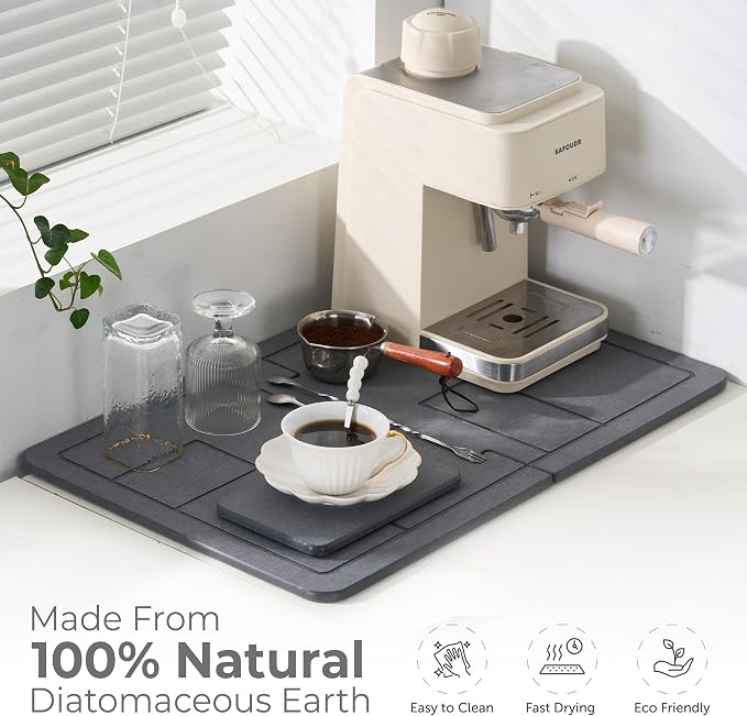 Large Stone Dish Drying Mat for Kitchen Counter, Detachable Water Absorbing - Image 6