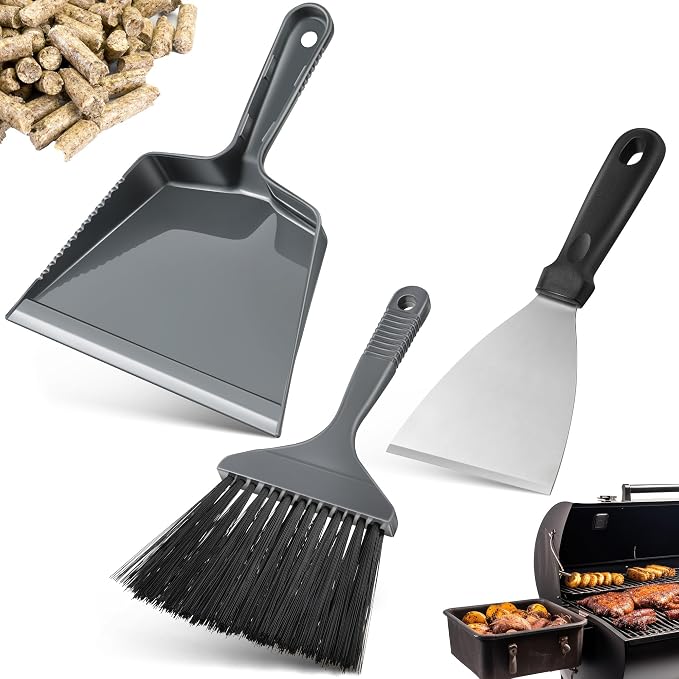 3 Piece Pellet Grill Ash Cleaning Kit, Includes Large Dust Pan, Soft Bristle by Gulfmew