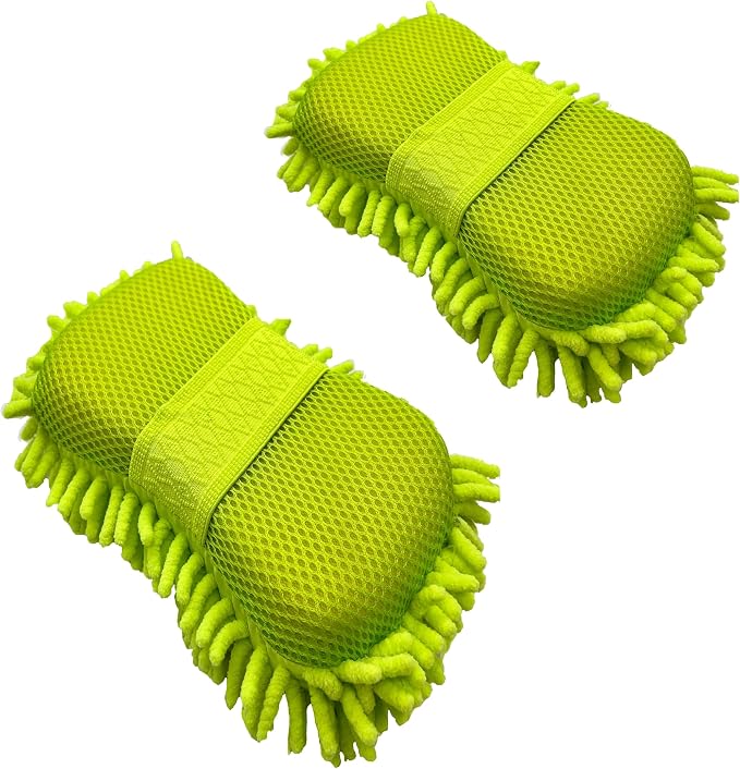 Microfiber Car Wash Sponge-Non-Scratch Wash Mitt-Two Sided Chenille Microfiber by Unknown