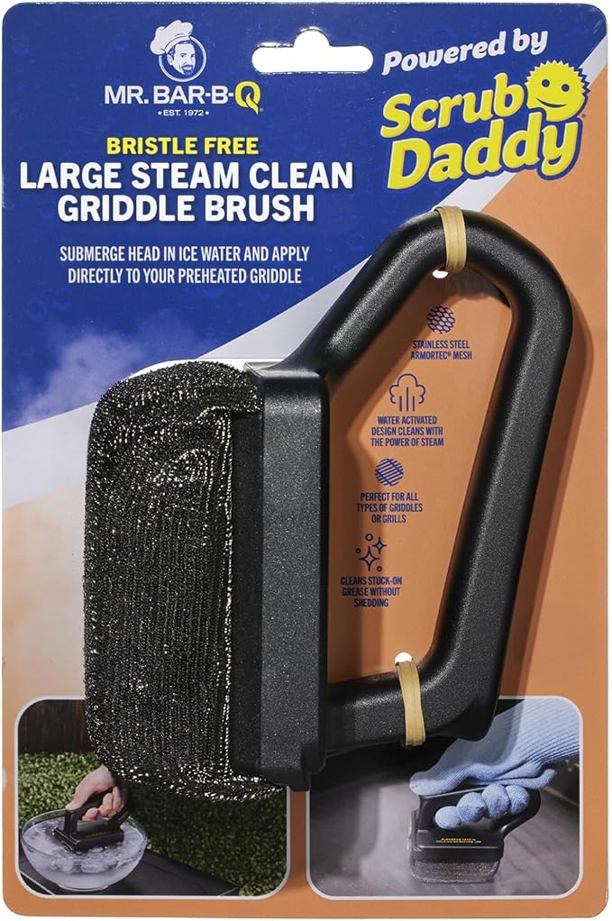 Mr. Bar-B-Q Bristle Free Large Steam Clean Griddle/Grill Brush Powered by Scrub by MrBar-B-Q
