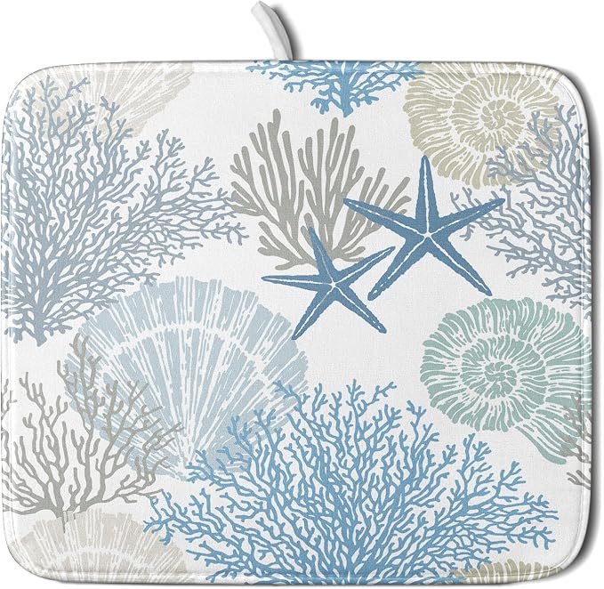 Nautical Coastal Dish Drying Mat by Sweetshow