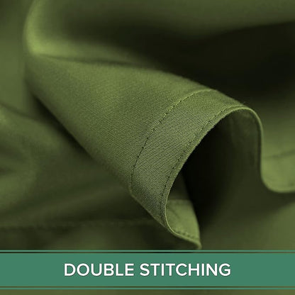 Pure Bamboo Queen Sheets, Genuine 100% Organic Viscose Derived from Bamboo Bed Sheet Set, Luxuriously Soft & Cooling, Double Stitching, 2 Year Quality Promise (Queen, Pesto)