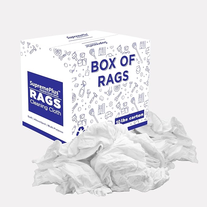 Premium White T-Shirt Cleaning Rags – White Cotton Rags by SupremePlus