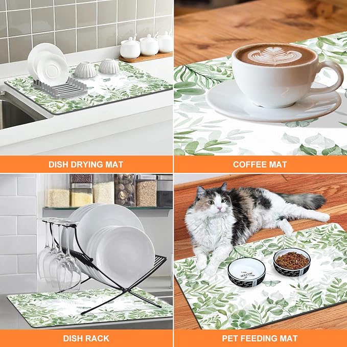 LOKHOM Dish Drying Mat for Kitchen Counter, Drain Rack Mat for Counter Coffee - Image 5