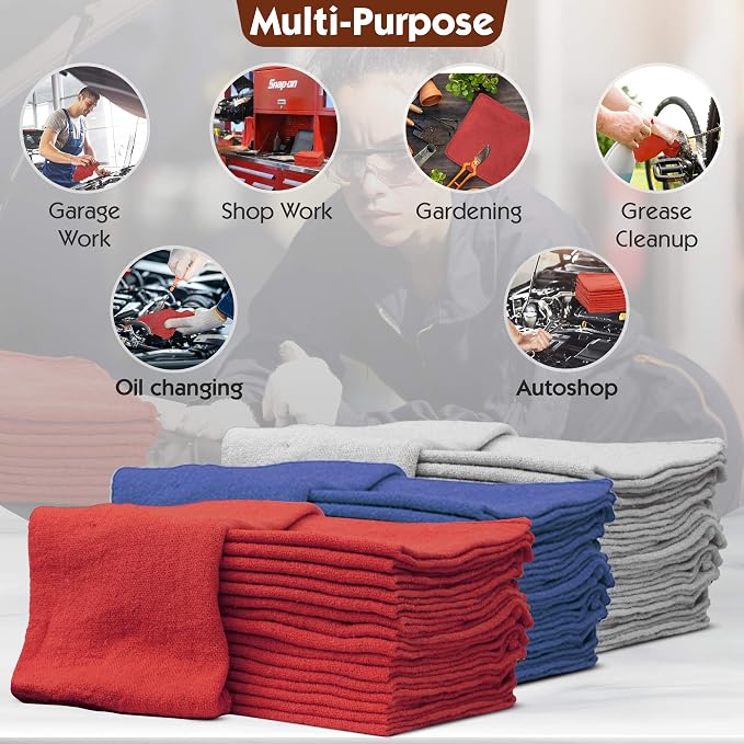 Nabob Wipers Auto Mechanic Shop Towels 25 Pack Bulk Shop Rags 100% Cotton Size - Image 3