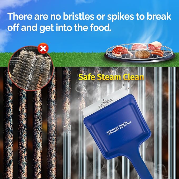 19" Large Bristle-Free Steam Grill Brush, Replaceable BBQ Cleaning Head - Image 5