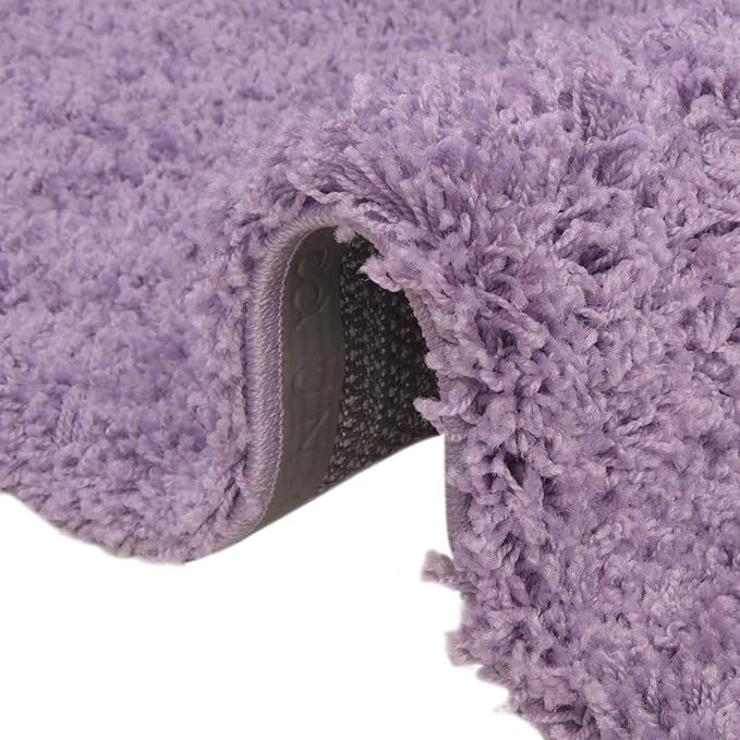 Unique Loom Solid Shag Collection Area Rug (4' 1" Round, Lilac)