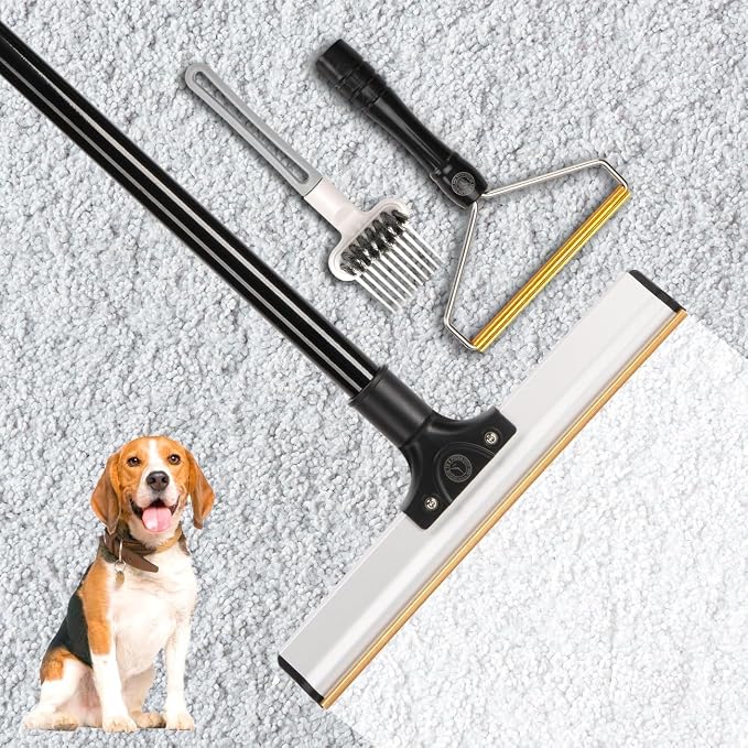 62" Carpet Rake for Pet Hair Removal – Adjustable Carpet Broom Bundle by 10TO6PICKS