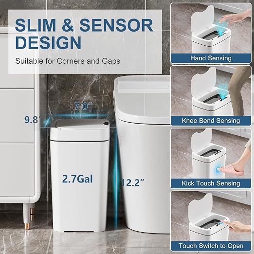 2 Pack 2.7 Gal Bathroom Trash Can - Image 3