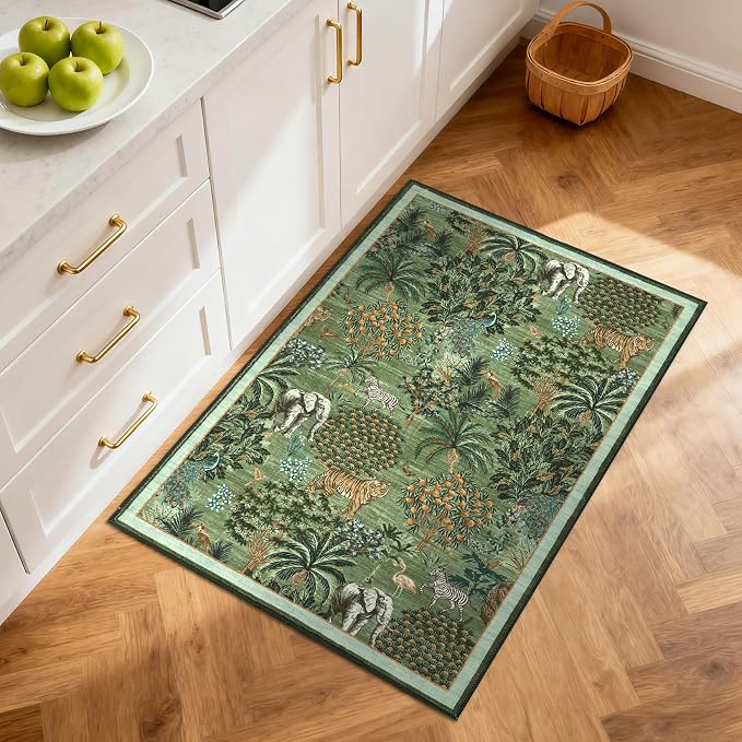 GarveeHome Jungle Rug 2x3 Animal Print Rugs Non Slip Washable Front Door Rug by GarveeHome