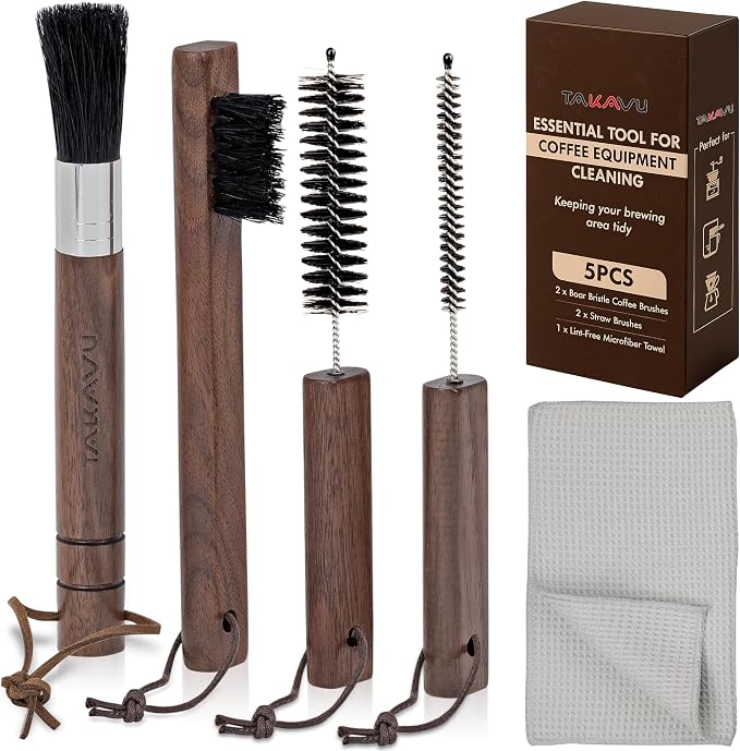 Takavu Coffee Grinder Cleaning Kit – 5pcs Boar Bristle Grinder Brush, Detail by TAKAVU