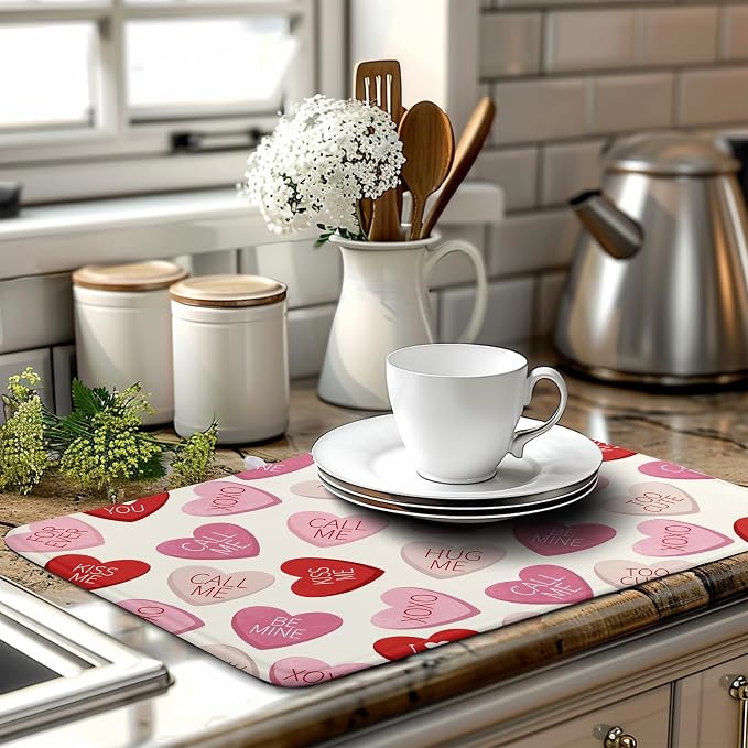 Valentine Love Heart Dish Drying Mat - Image 6