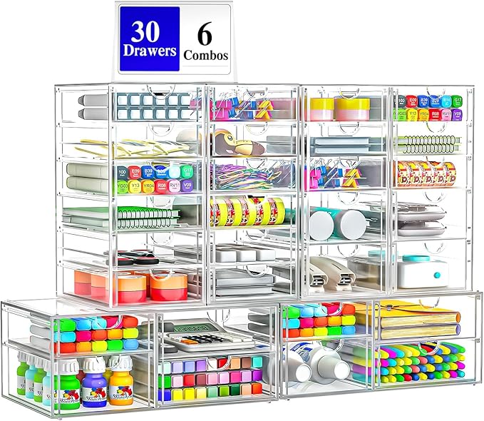 30 Drawers, Acrylic Desk Makeup Organizer, Plastic Drawers Organizer, Stackable by ARSTPEOENeatChic
