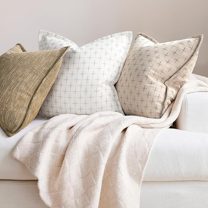 ZWJD Pillow Covers 16x16 Set of 2 Soft Polyester Textured Pillow Covers - Image 4