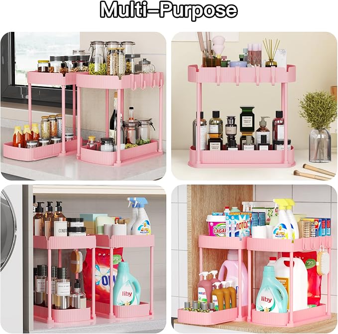 2 Pack Multi-Purpose Pull-Out Storage Organizers, Under Sink & Cabinet - Image 6