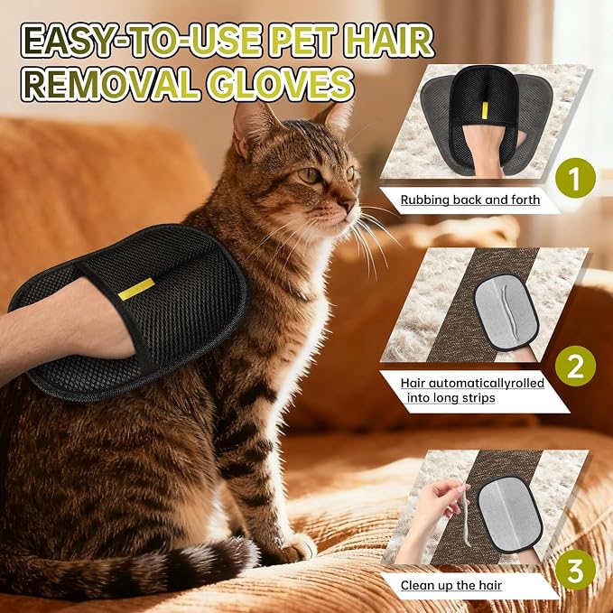 Electrostatic Pet Hair Remover Glove, Reusable Cat Dog Electrostatic Hair - Image 3