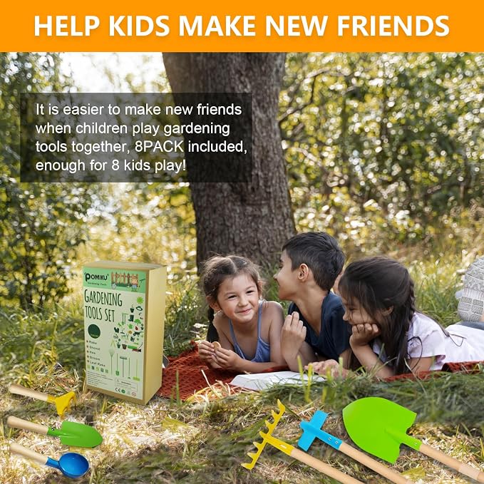 8PCS Kids Gardening Tools, Kids Rake and Shovel Set, Toddler Outdoor Yard Tools - Image 6