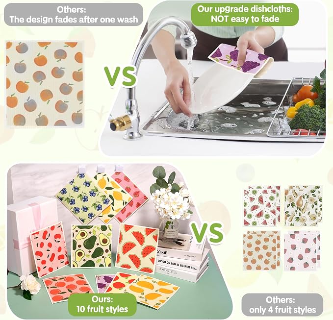 10 Pack Swedish Dishcloths for Kitchen- Reusable Paper Towels Washable Swedish - Image 2