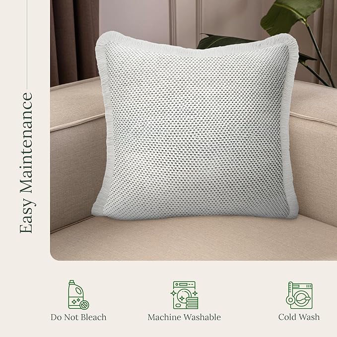 SanVia Comfort Premium Cotton Throw Pillow Covers, 20 x 20 Inches, Luxury Handwoven Couch Pillow Covers with Hidden Zipper, Elegant Home Décor, Insert Not Included
