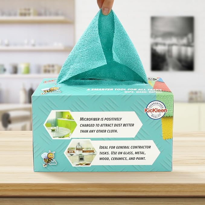 Microfiber Cleaning Cloth, Lint-Free Shop Towels Reusable, Bulk Rags in a Box - Image 3