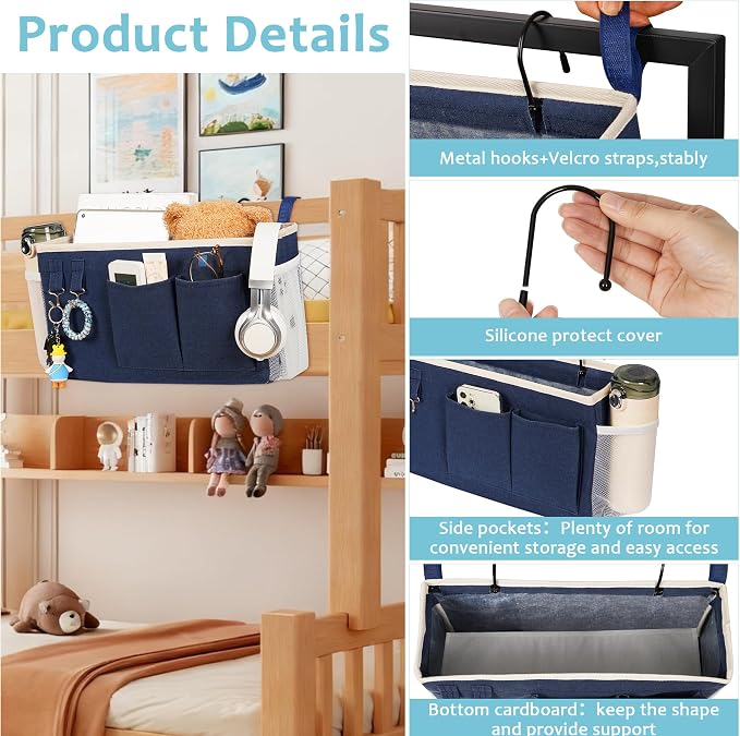 Loghot Bedside Caddy/Bedside Storage Bag Hanging Organizer - Image 4