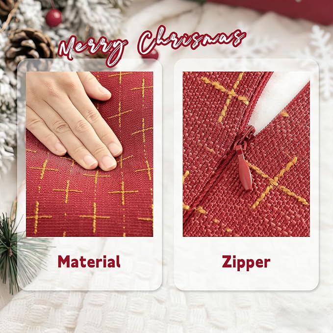 ZWJD Christmas Pillow Covers 20x20 Set of 2 Soft Polyester Textured Pillowcases - Image 4