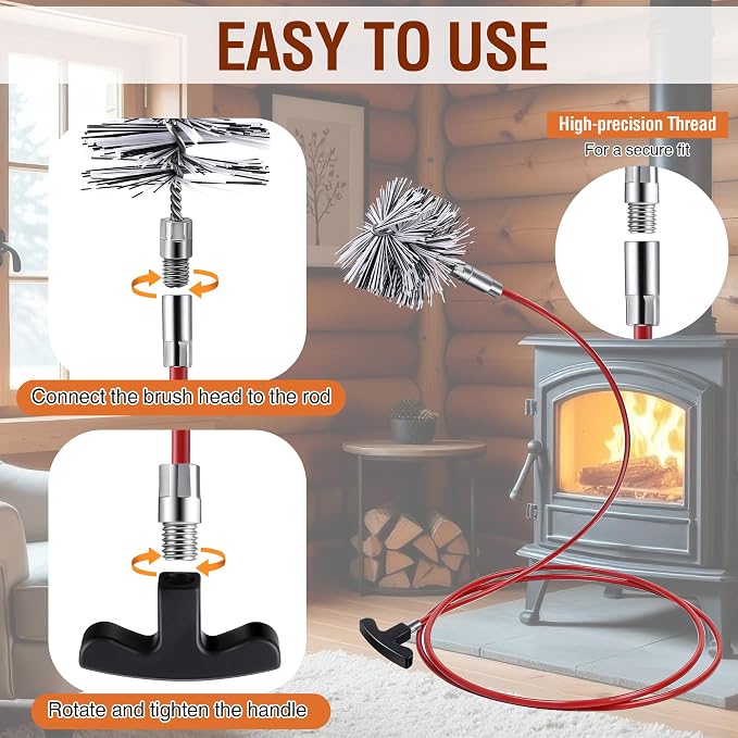 Feekoon Pellet Stove Cleaning Kit, 20 FT Flexible Steel Rod - Image 8