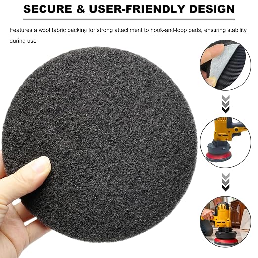 10 Pack 6 Inch Multipurpose Grey Scrubber Scouring Pads Flocking Scuff Pads - Image 3
