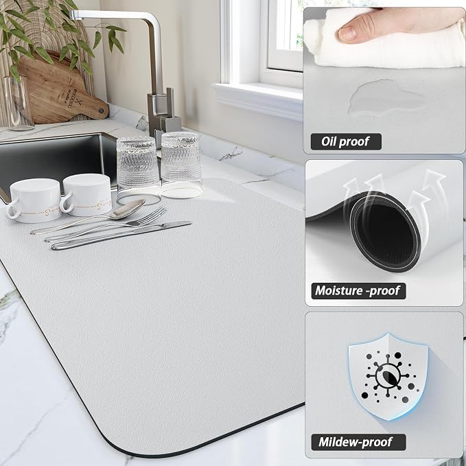 Dish Drying Mat for Kitchen Counter, Heat Resistant Drainer Mats - Image 3