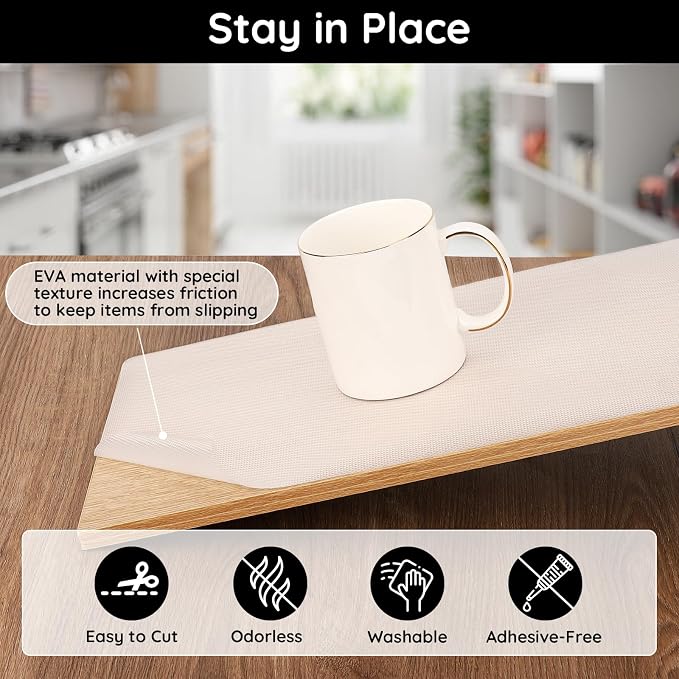 Kitchen Shelf Liner, 11.8" W x 118" L x 0.02" T, Cabinet Liners - Image 3