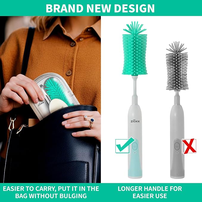Electric Bottle Brush Cleaner New Upgrade, Portable Electric Baby Bottle Brush - Image 2