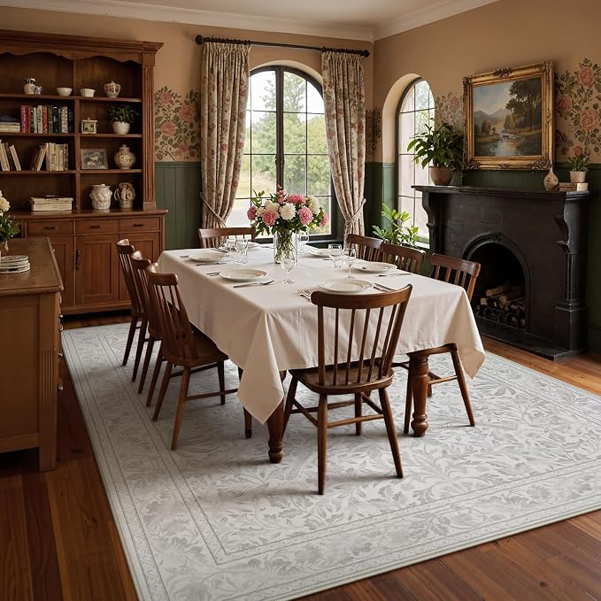 Lahome Bird Washable Rugs 8x10, Soft Beige Rugs - Image 3